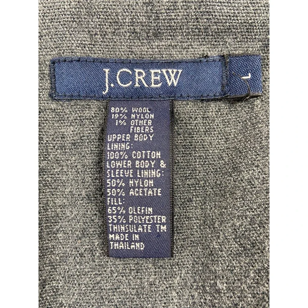 J CREW Mens Large Solid Gray Soft Wool Nylon Overcoat Jacket